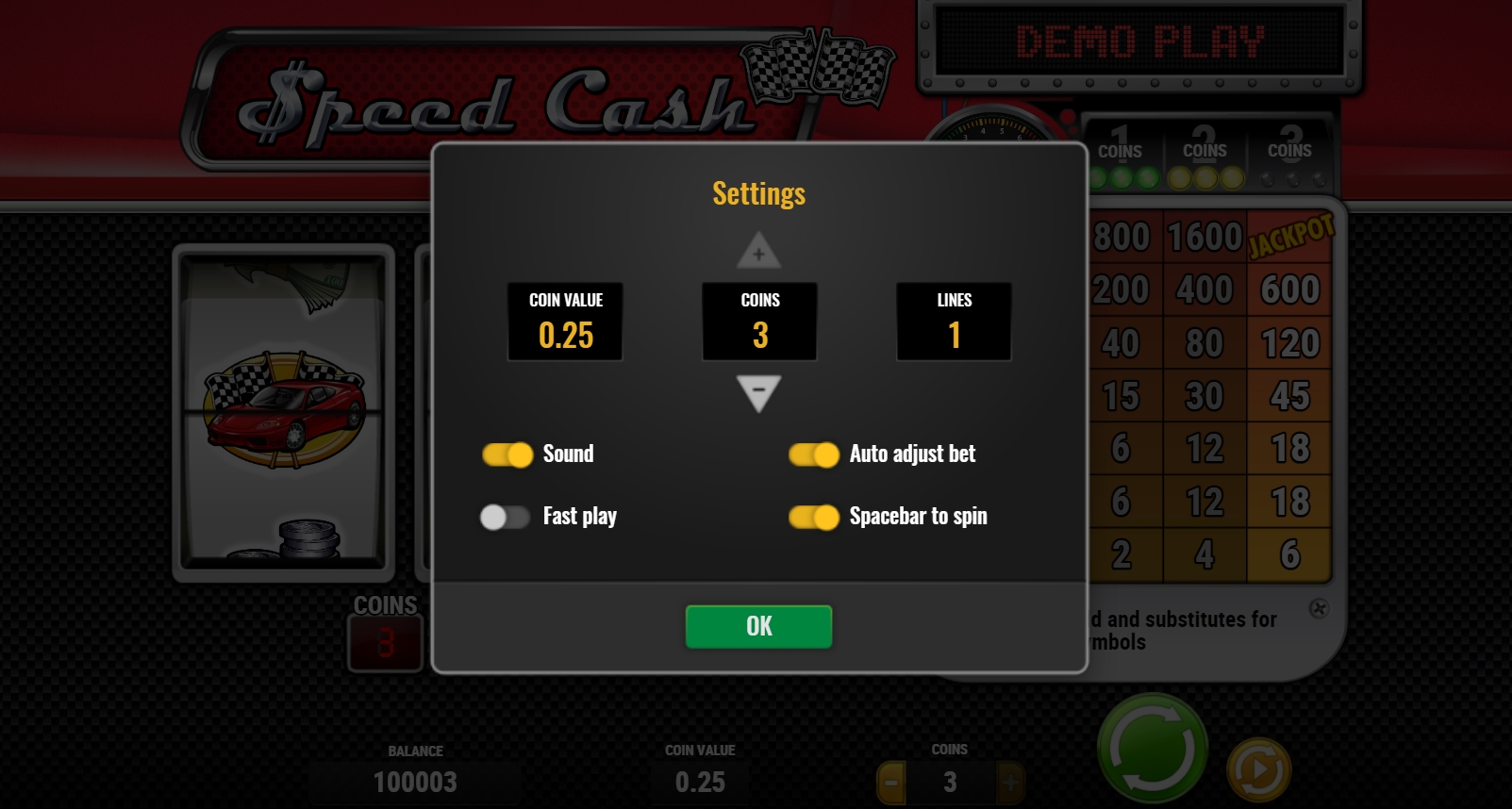 Speed Cash Classic slot a sebesség szerelmeseinek
